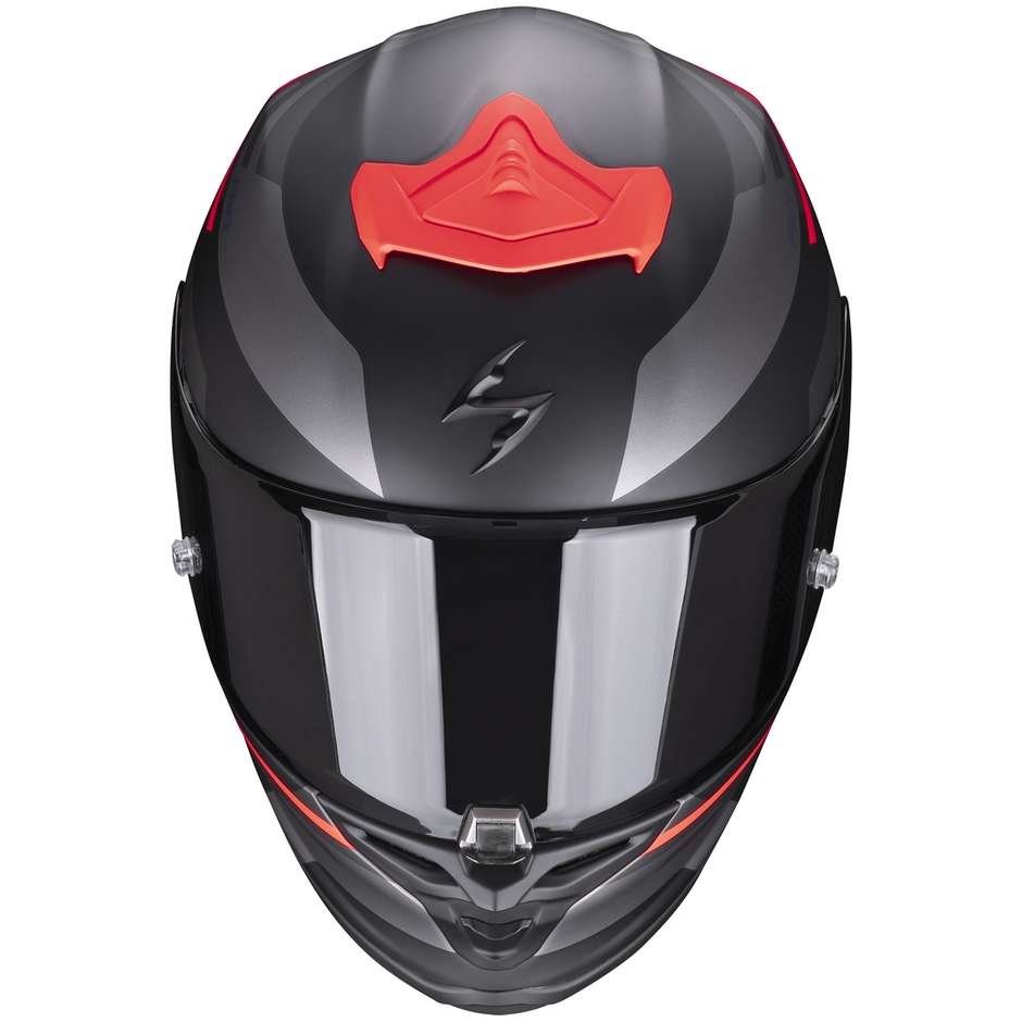 Casque Moto Intégral En Fibre Scorpion EXO-R1 AIR ORBIS Matt Black Fluo Red