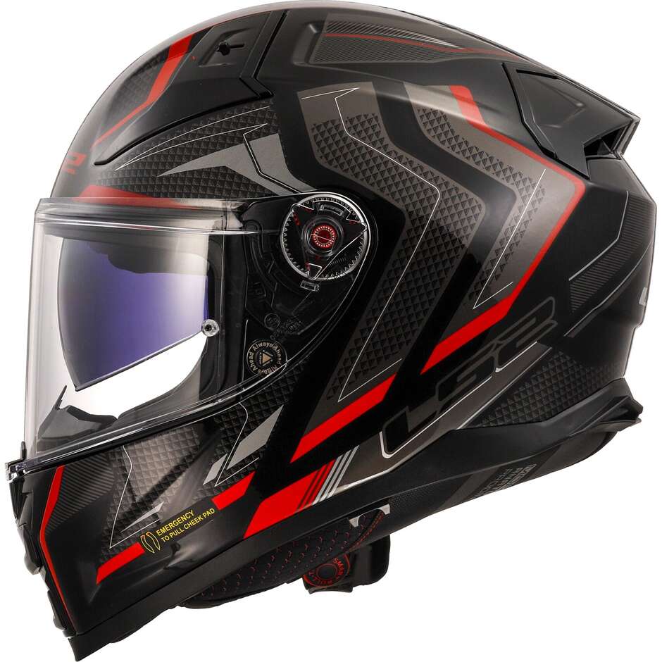 Casque moto intégral en HPFC Ls2 FF811 VECTOR II ALIZER noir rouge métal