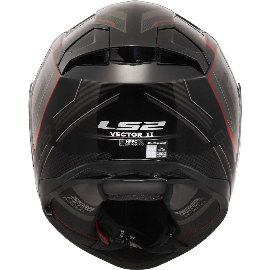 Casque moto intégral en HPFC Ls2 FF811 VECTOR II ALIZER noir rouge métal