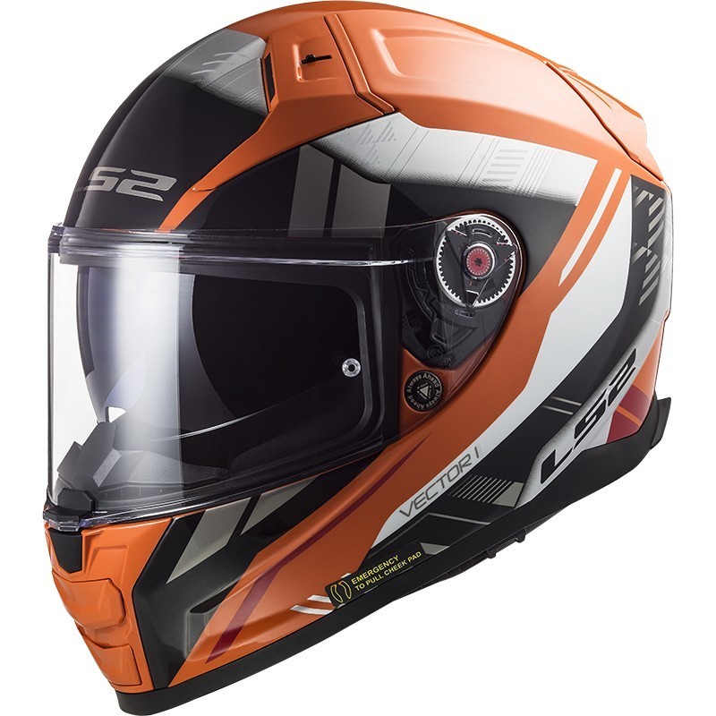 Casque Moto Intégral En HPFC Ls2 FF811 VECTOR II Stylet Orange Fluo Noir