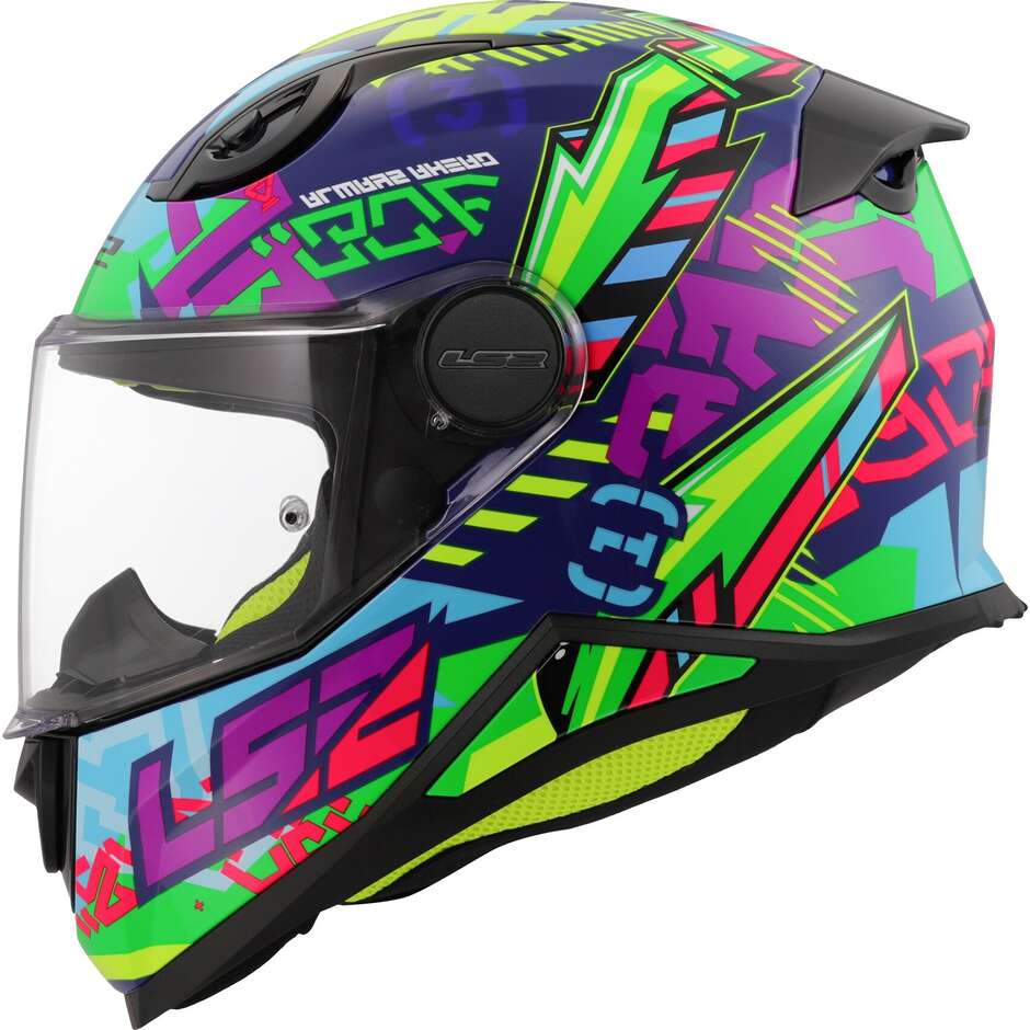 Casque moto intégral enfant LS2 FF812 KID SVENT bleu vert