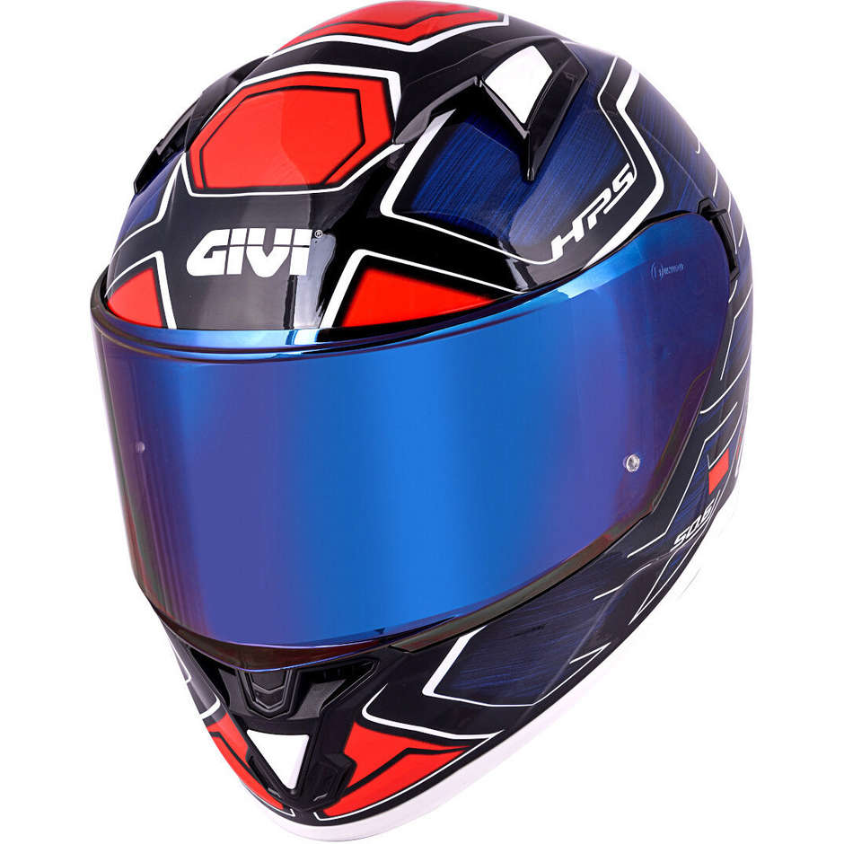 Casque moto intégral Givi 50.6 Sport bleu profond rouge double visière