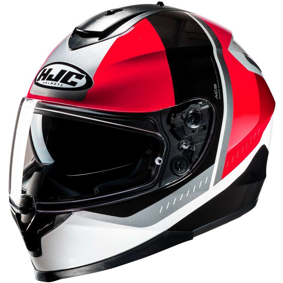 Casque moto intégral Hjc C70N ALIA MC1 blanc rouge noir