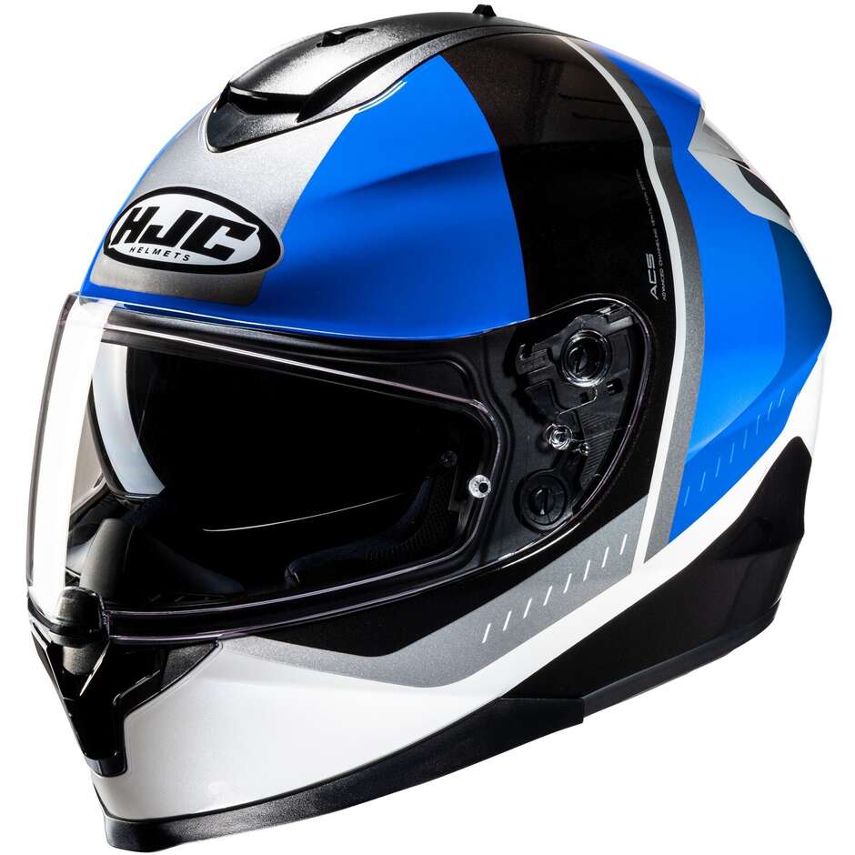 Casque moto intégral Hjc C70N ALIA MC2 blanc bleu noir