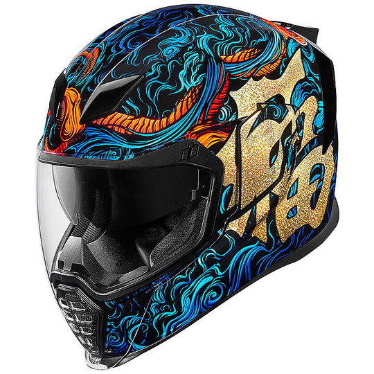 Casque moto intégral Icon AIRFLITE Good Fortune Blue