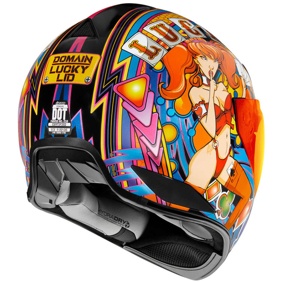 Casque moto intégral Icon DOMAIN LUCKY LID 4 Rouge