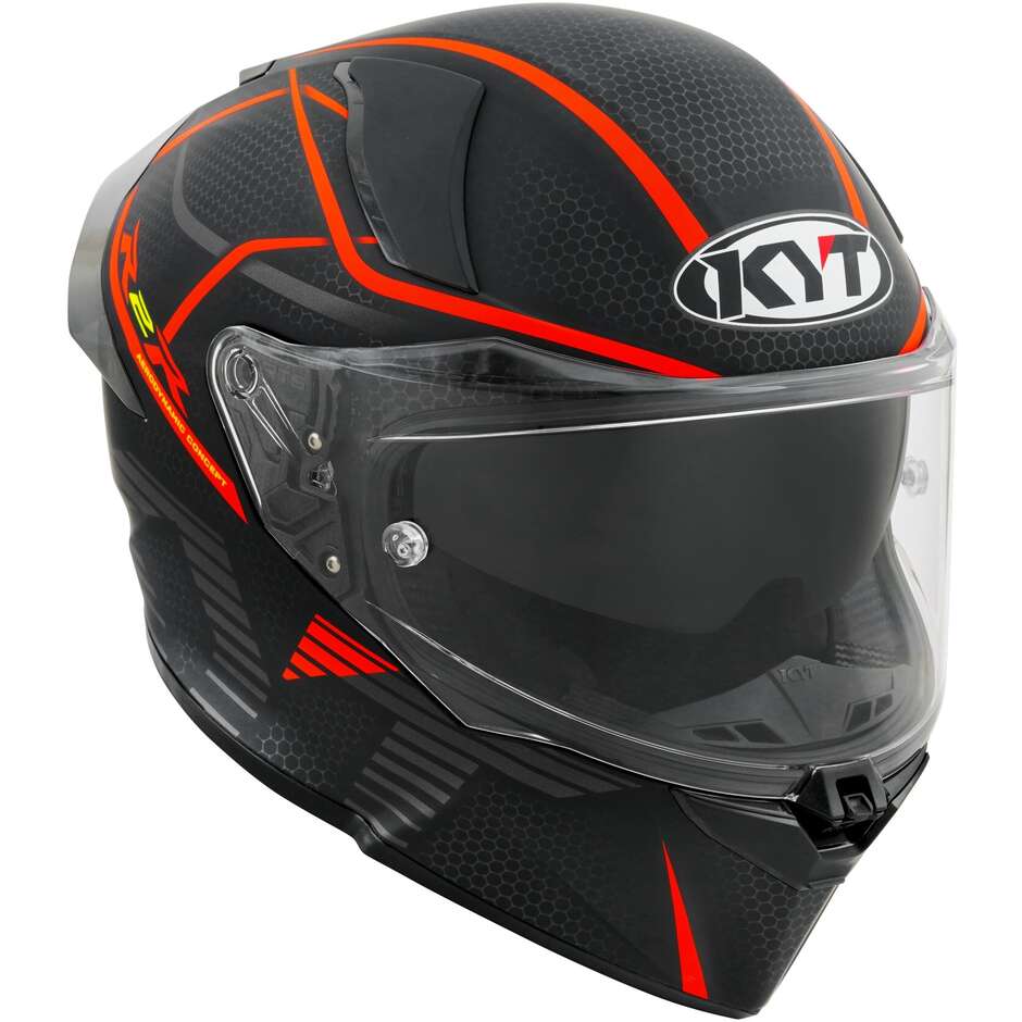 Casque Moto Intégral KYT R2R CONCEPT Noir Mat Rouge