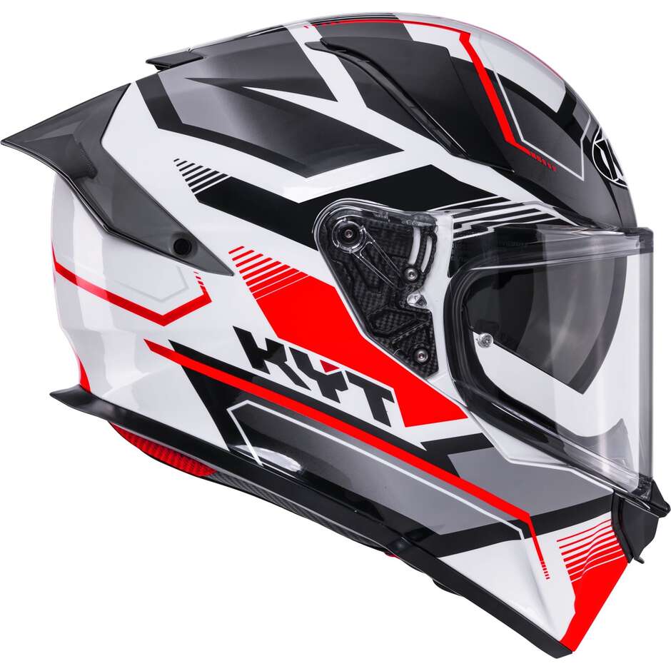 Casque moto intégral Kyt R2R PARSEC Touring Blanc Rouge
