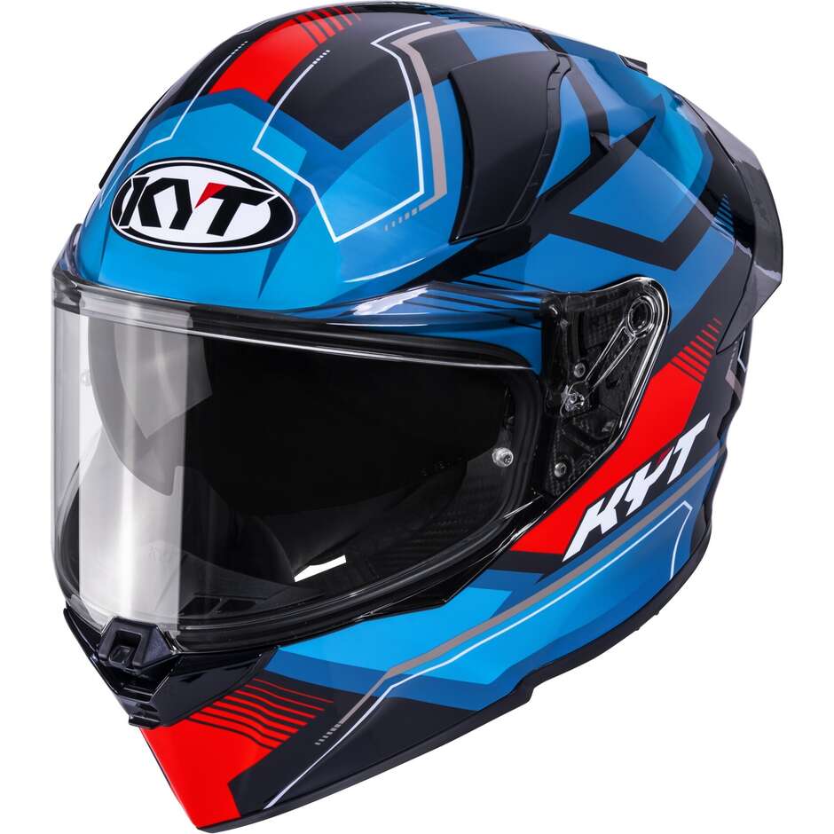 Casque moto intégral Kyt R2R PARSEC Touring Noir Bleu Rouge