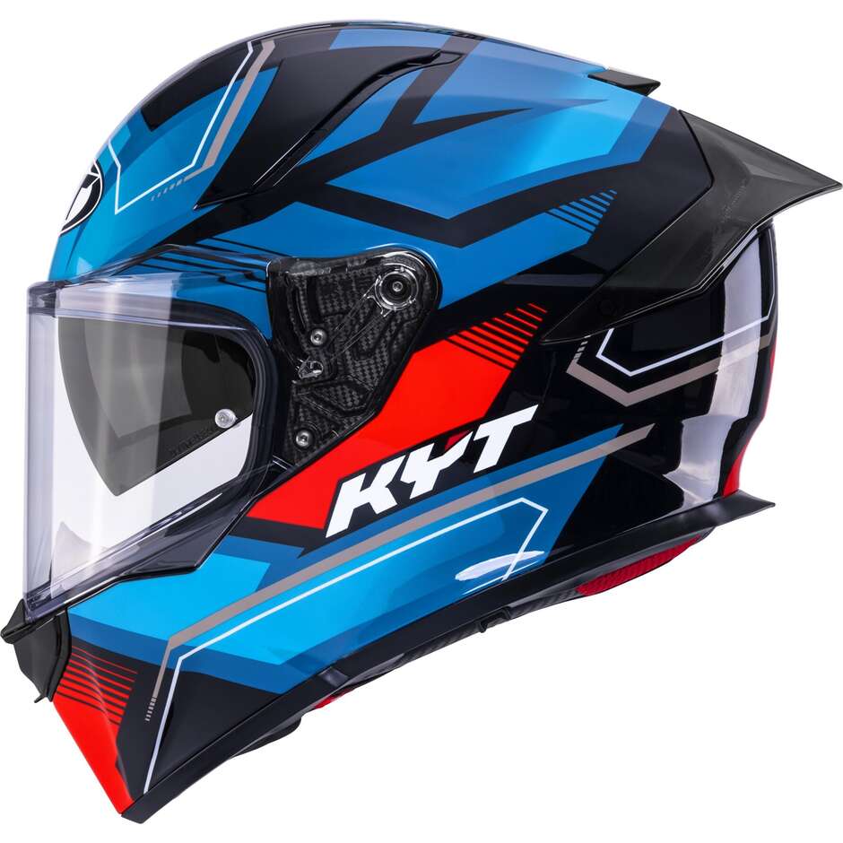Casque moto intégral Kyt R2R PARSEC Touring Noir Bleu Rouge