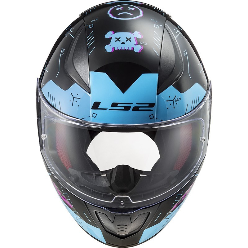 Casque Moto Intégral Ls2 FF353 RAPID Player noir Bleu Ciel