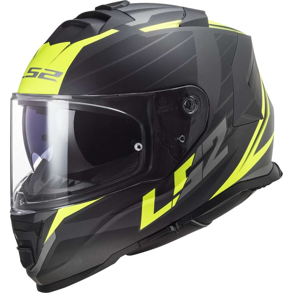 Casque Moto Intégral Ls2 FF800 STORM 2 NERVE Noir Mat Jaune Fluo