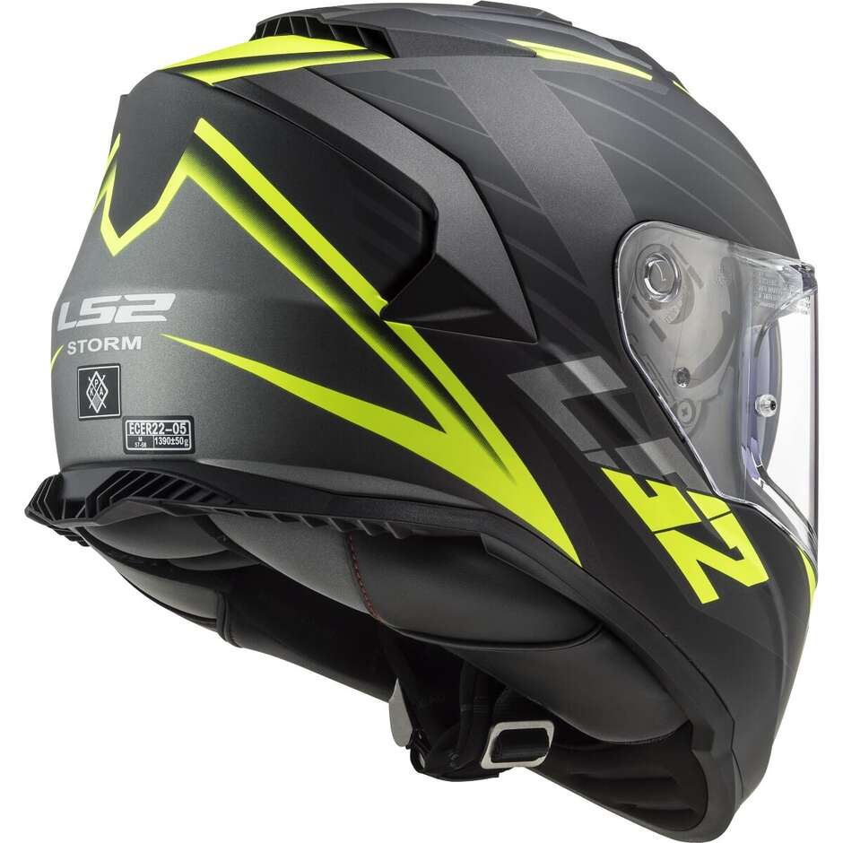Casque Moto Intégral Ls2 FF800 STORM 2 NERVE Noir Mat Jaune Fluo