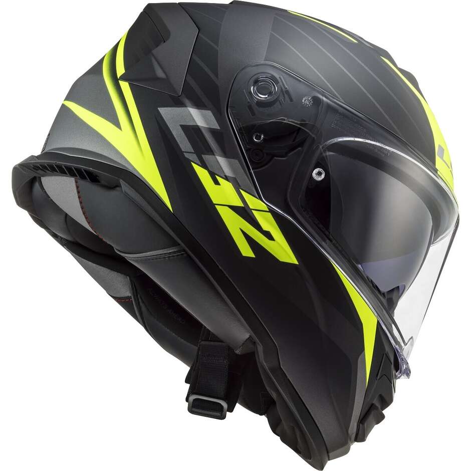 Casque Moto Intégral Ls2 FF800 STORM 2 NERVE Noir Mat Jaune Fluo