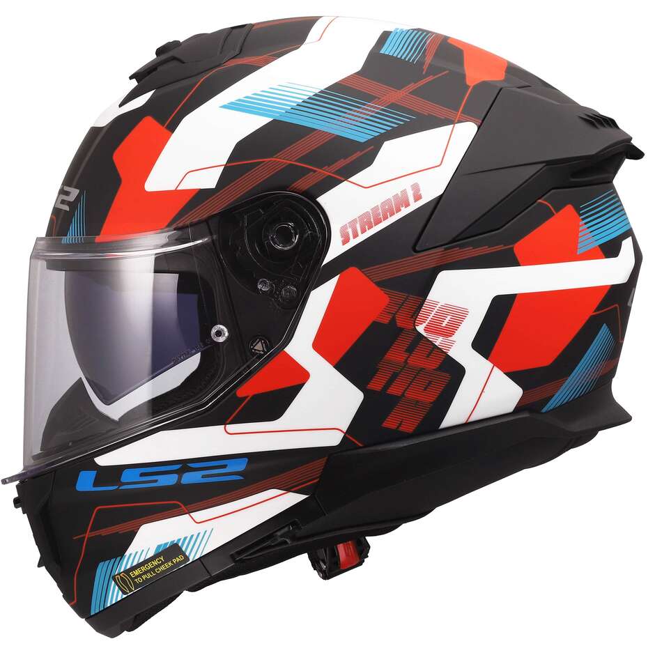 Casque moto intégral LS2 FF808 STREAM II MIKA Blanc Bleu Rouge
