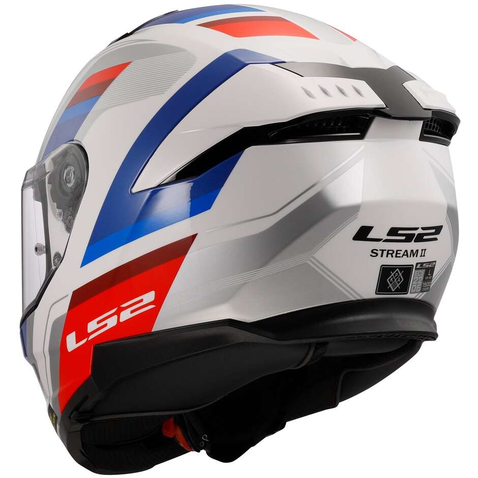 Casque Moto Intégral Ls2 FF808 STREAM II Vintage Blanc Bleu Rouge