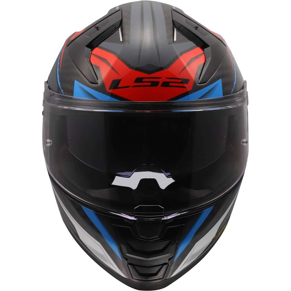 Casque moto intégral LS2 FF811 VECTOR II C SAVAGE Carbon Blanc Bleu Rouge
