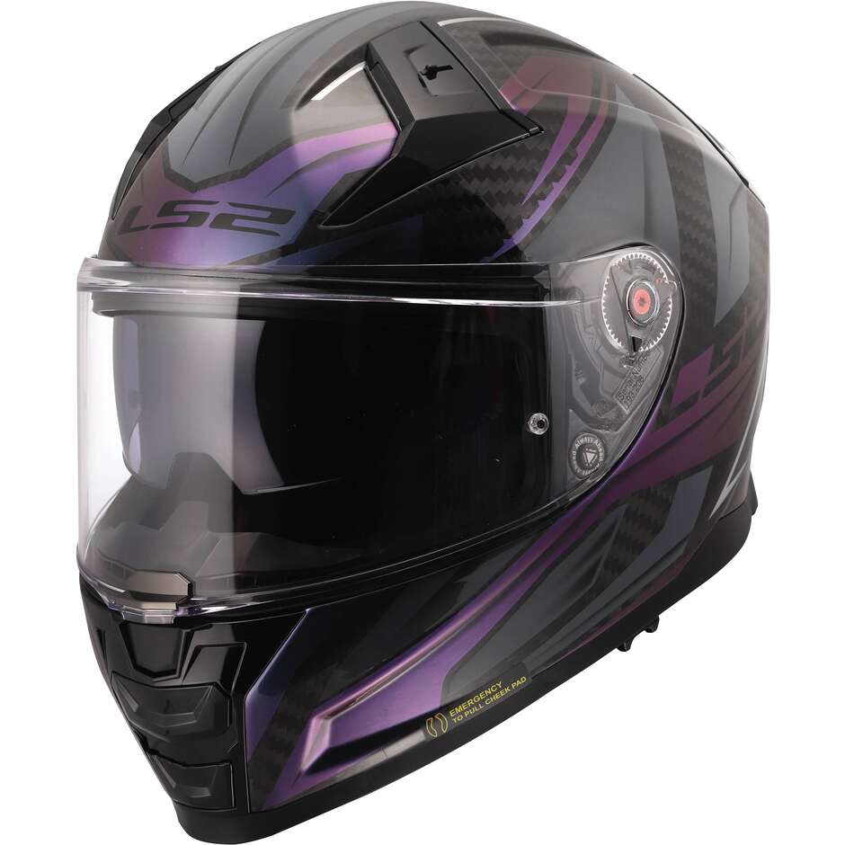 Casque moto intégral LS2 FF811 Vector II C Savage Chameleon Carbon