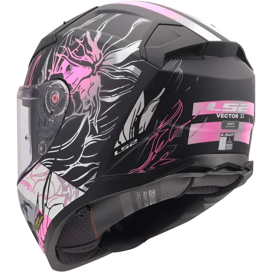 Casque moto intégral LS2 FF811 VECTOR II DARFLO en HPFC Noir Rose