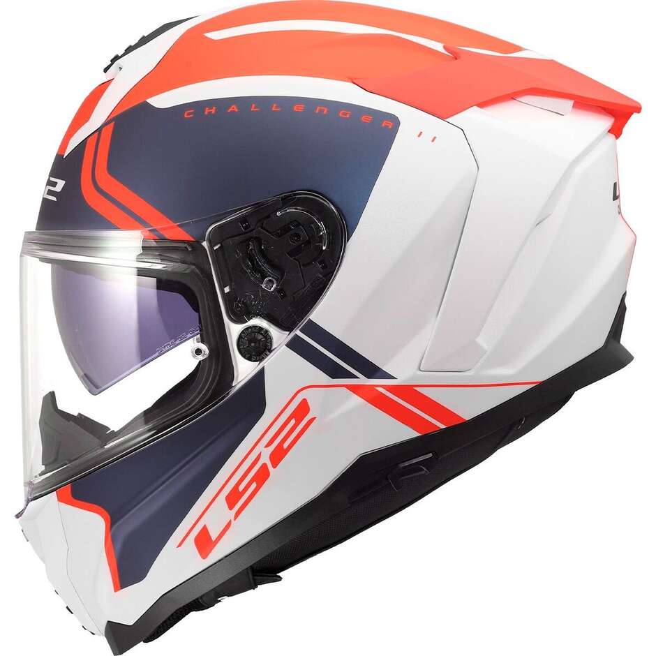 Casque moto intégral LS2 FF817 CHALLENGER II TITAN Blanc Bleu Rouge
