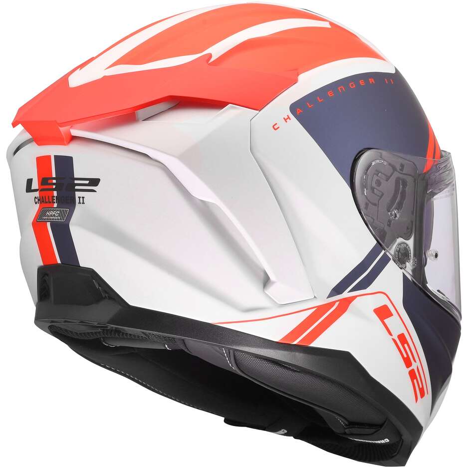 Casque moto intégral LS2 FF817 CHALLENGER II TITAN Blanc Bleu Rouge