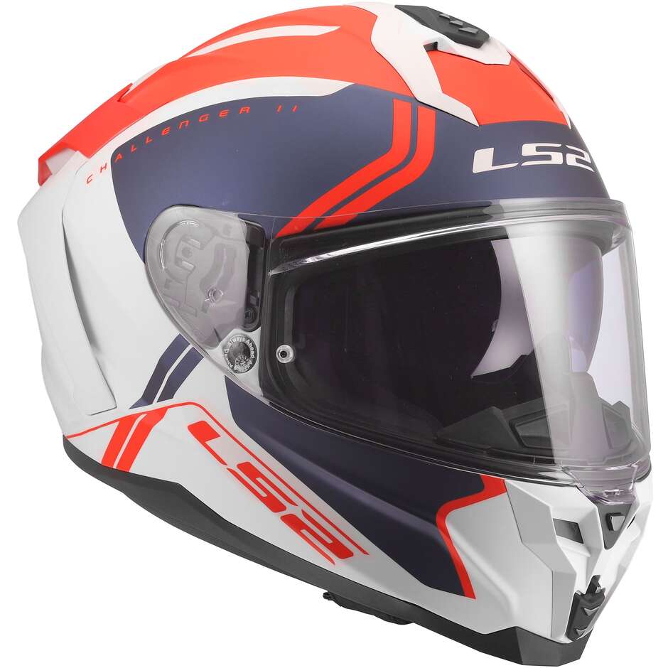 Casque moto intégral LS2 FF817 CHALLENGER II TITAN Blanc Bleu Rouge