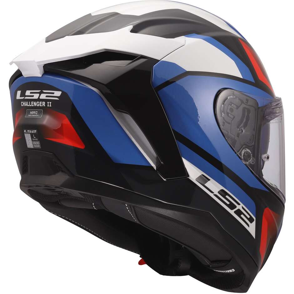 Casque moto intégral LS2 FF817 CHALLENGER II VIPER Blanc Bleu Rouge