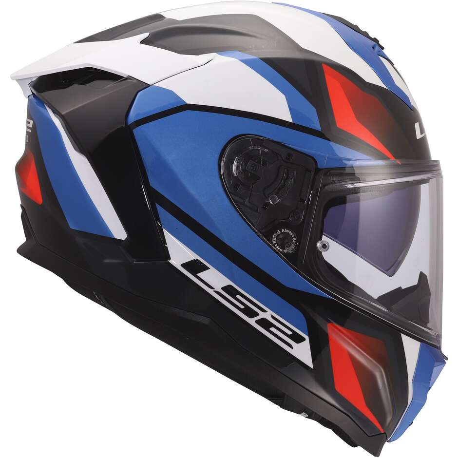 Casque moto intégral LS2 FF817 CHALLENGER II VIPER Blanc Bleu Rouge