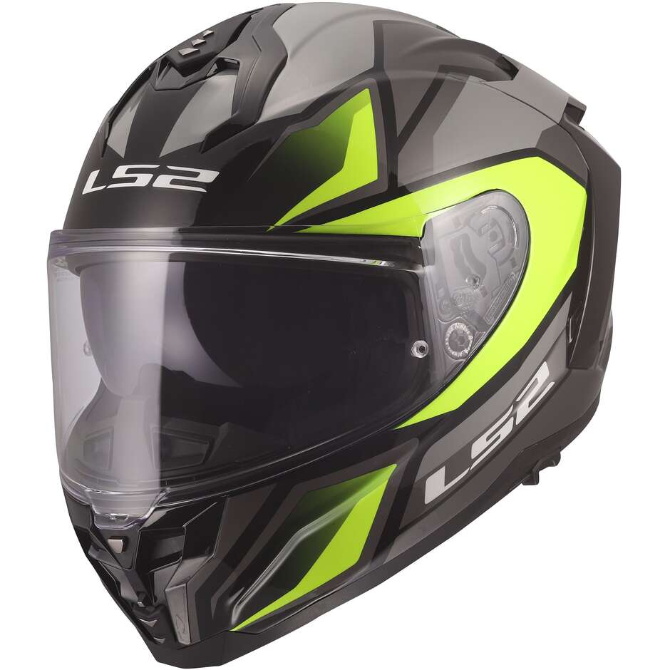 Casque moto intégral LS2 FF817 CHALLENGER II VIPER, gris, jaune fluo