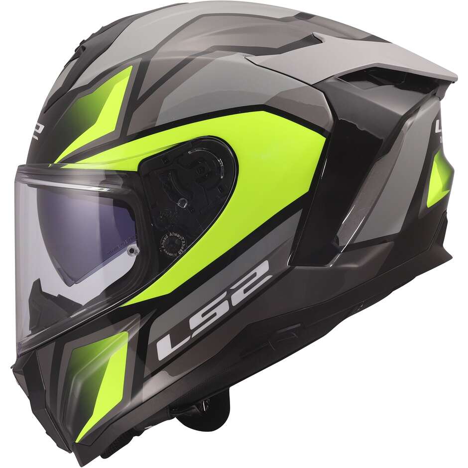 Casque moto intégral LS2 FF817 CHALLENGER II VIPER, gris, jaune fluo