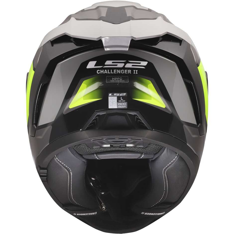 Casque moto intégral LS2 FF817 CHALLENGER II VIPER, gris, jaune fluo