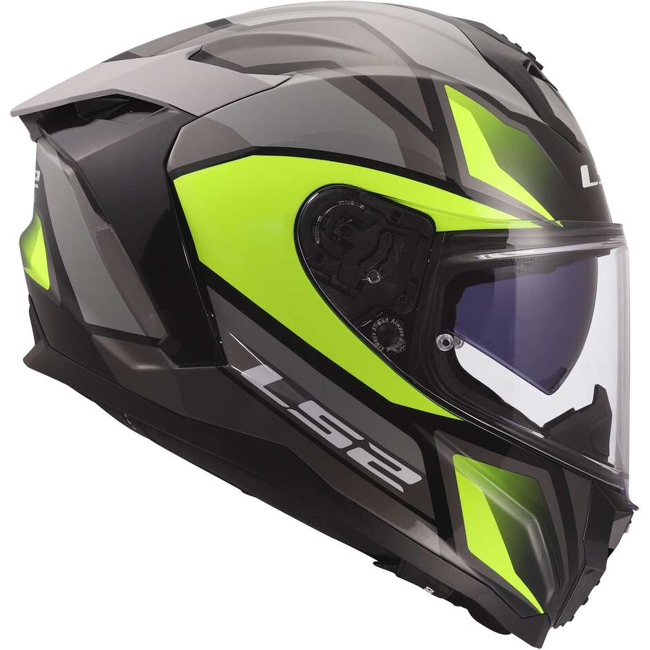Casque moto intégral LS2 FF817 CHALLENGER II VIPER, gris, jaune fluo
