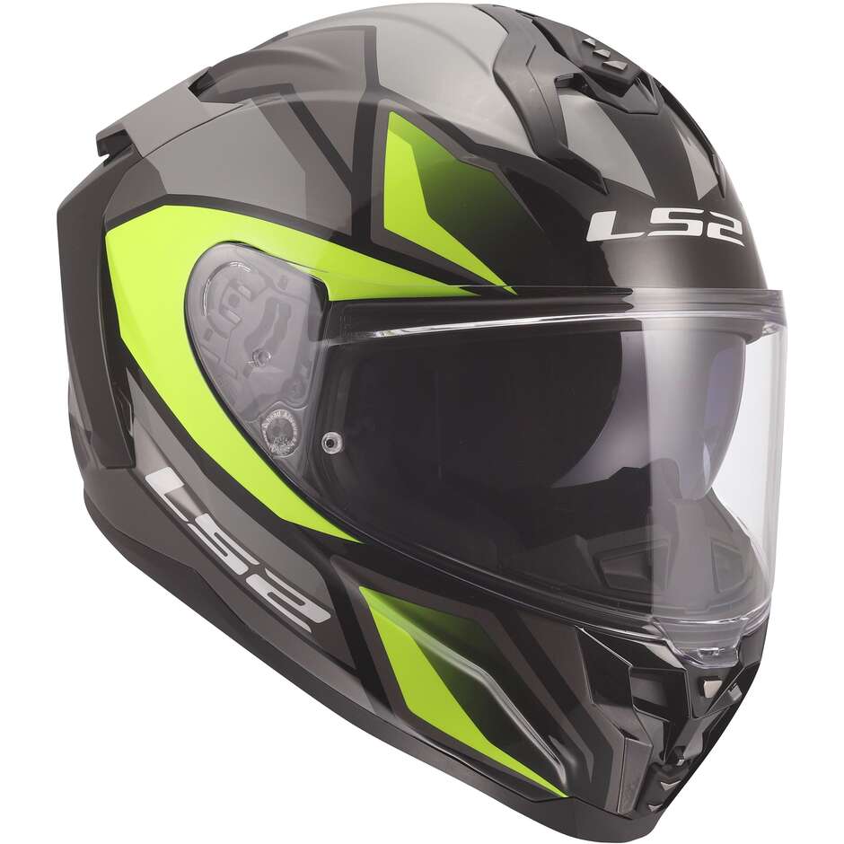 Casque moto intégral LS2 FF817 CHALLENGER II VIPER, gris, jaune fluo