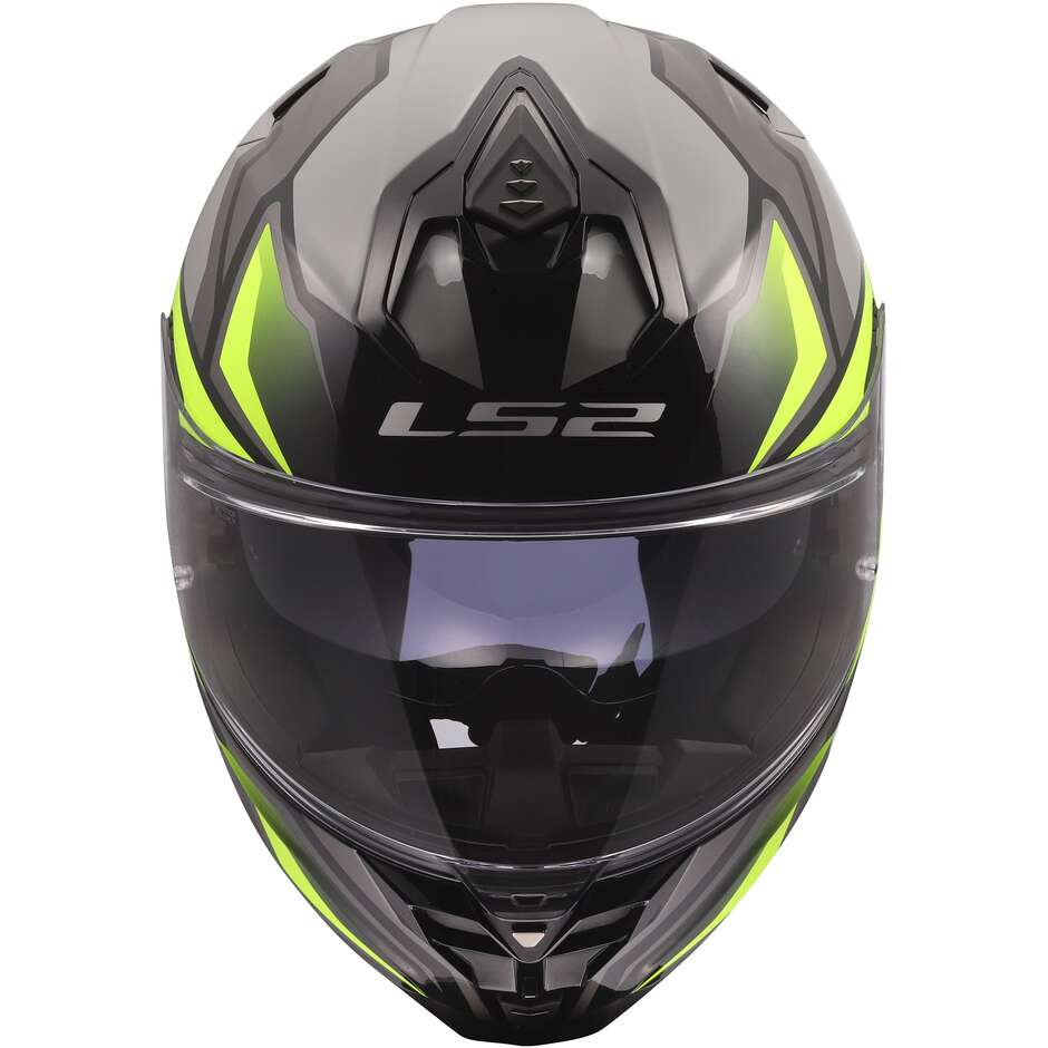Casque moto intégral LS2 FF817 CHALLENGER II VIPER, gris, jaune fluo