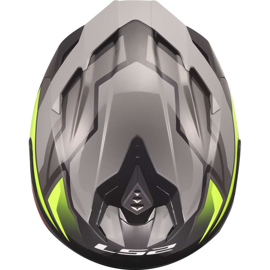 Casque moto intégral LS2 FF817 CHALLENGER II VIPER, gris, jaune fluo