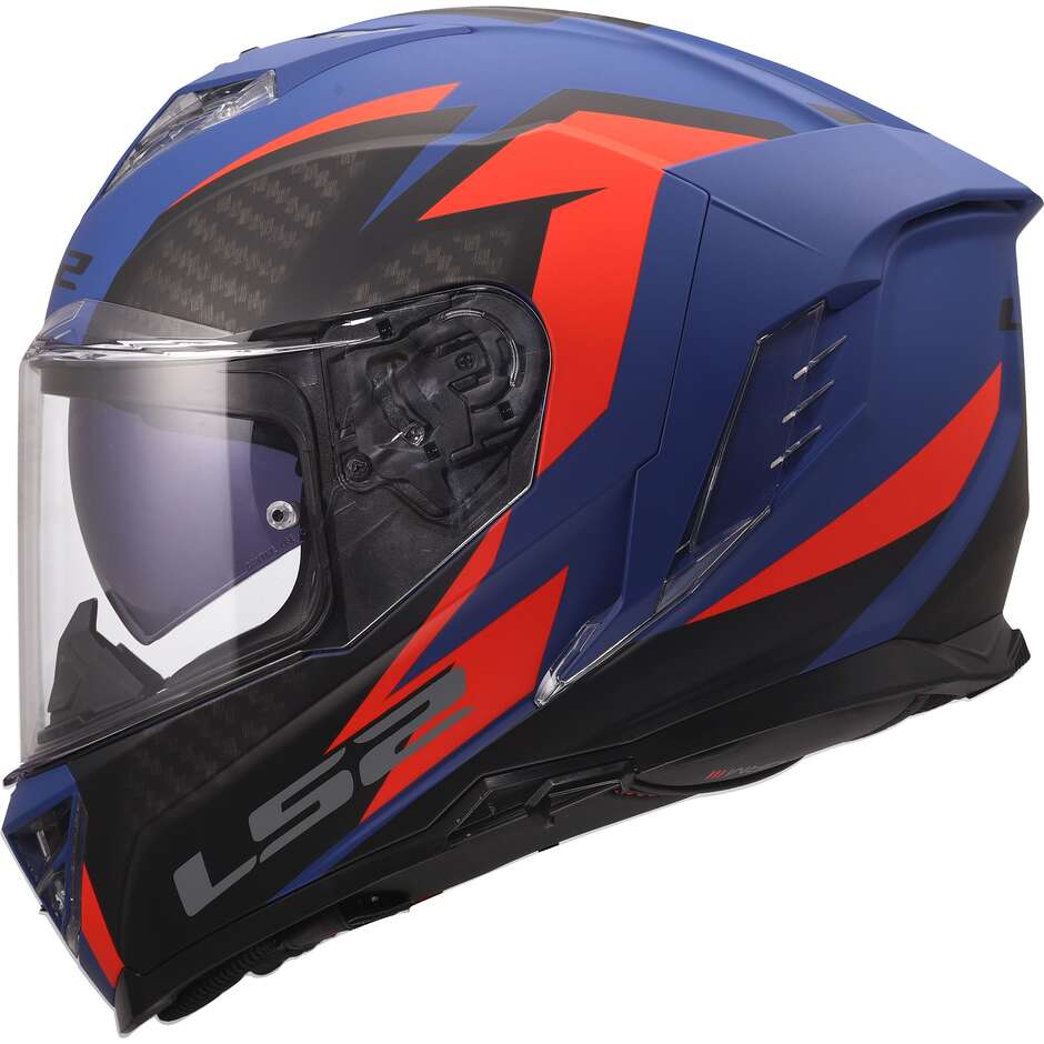 Casque moto intégral LS2 FF818 STORM III DYNAMO Bleu Rouge