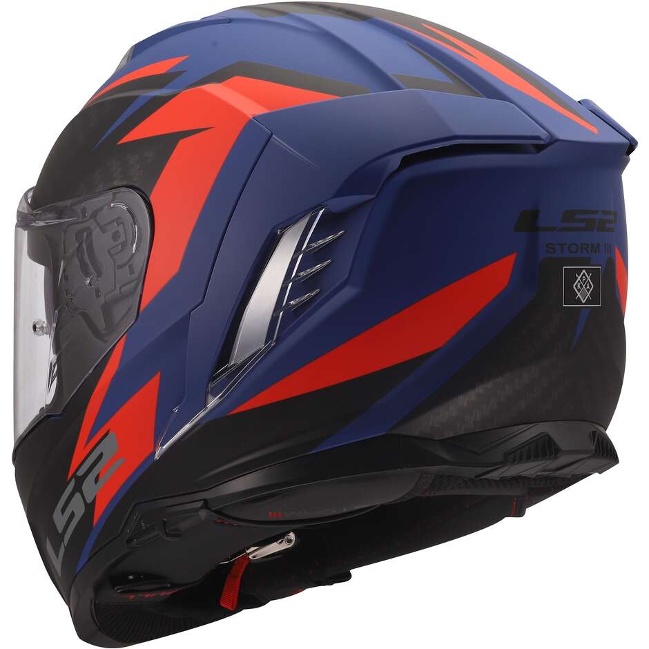 Casque moto intégral LS2 FF818 STORM III DYNAMO Bleu Rouge