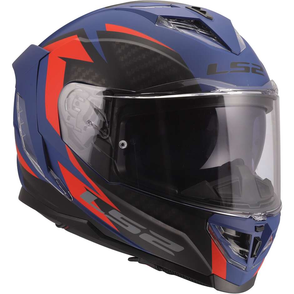 Casque moto intégral LS2 FF818 STORM III DYNAMO Bleu Rouge