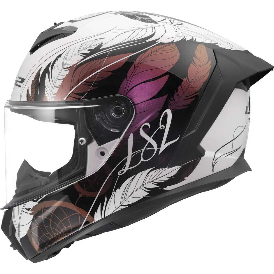 Casque moto intégral LS2 FF820 RAPID III BOHO Blanc Noir Rose