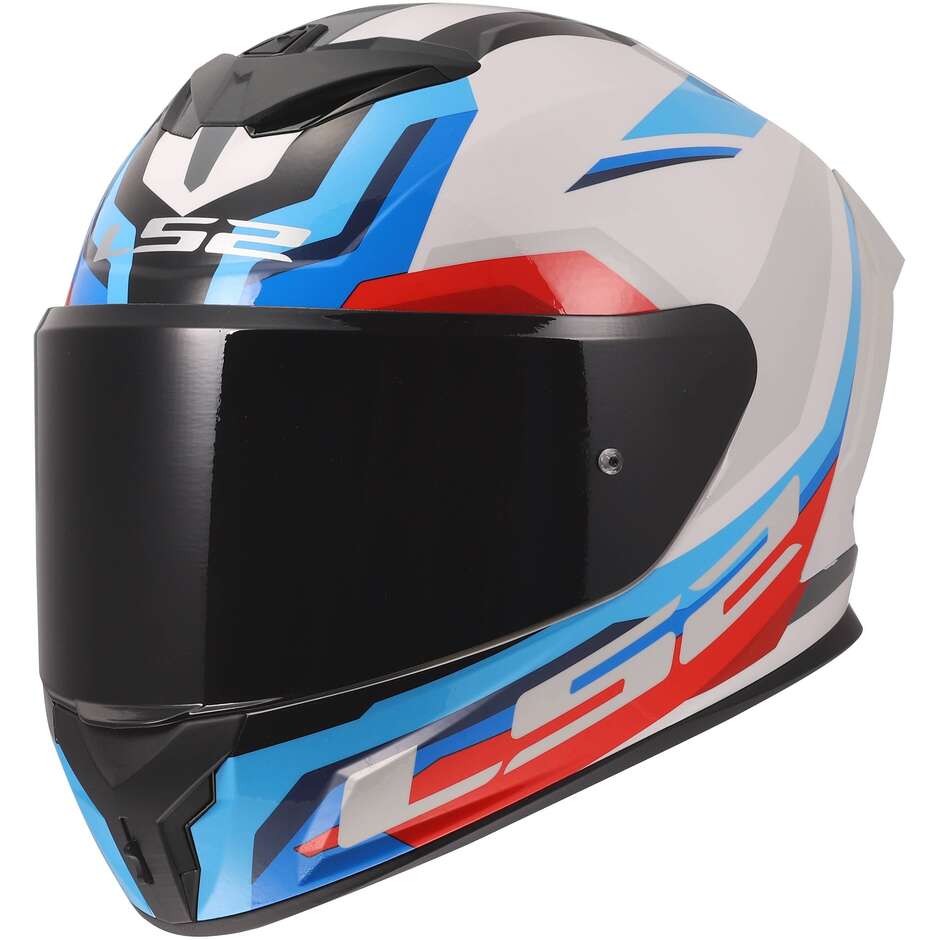 Casque moto intégral LS2 FF820 RAPID III HYPER Blanc Bleu Rouge