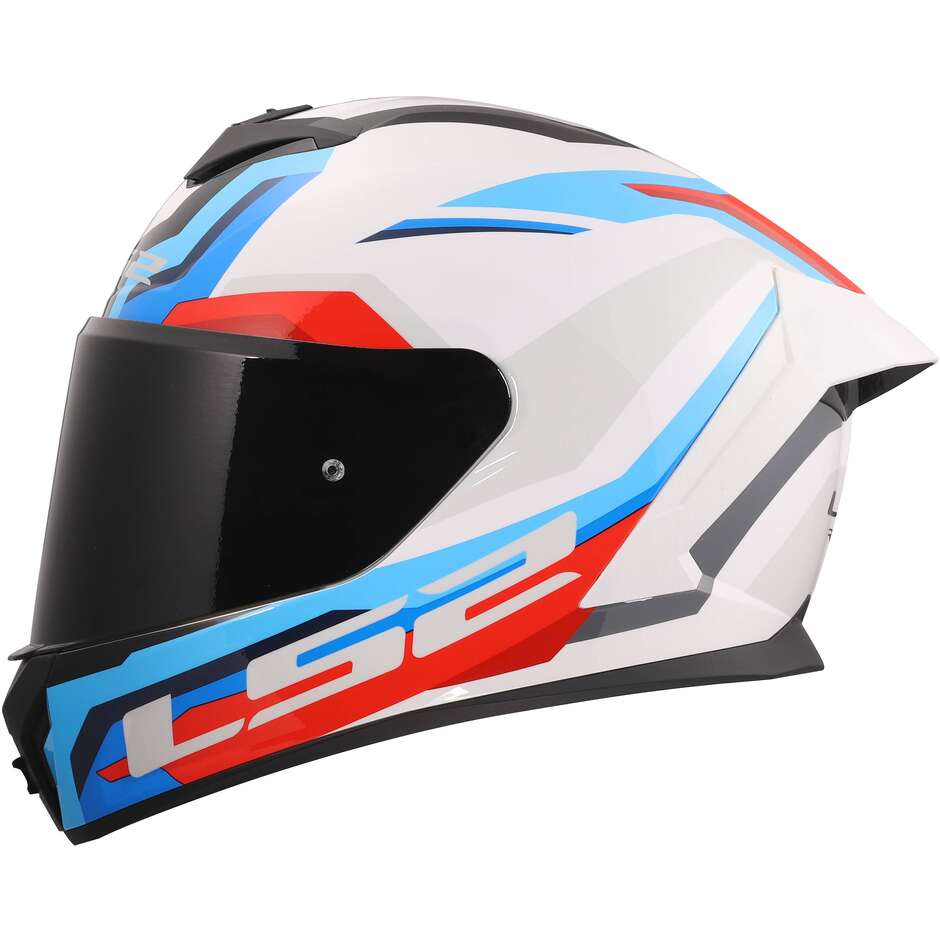 Casque moto intégral LS2 FF820 RAPID III HYPER Blanc Bleu Rouge