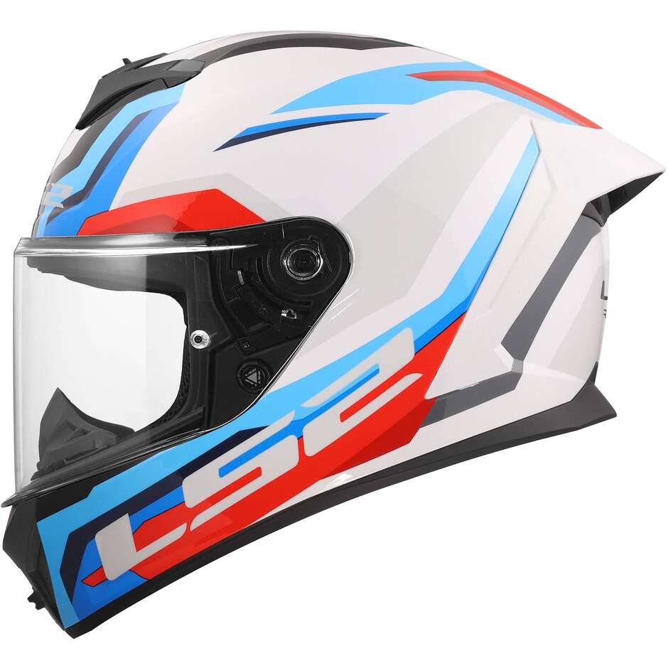 Casque moto intégral LS2 FF820 RAPID III HYPER Blanc Bleu Rouge