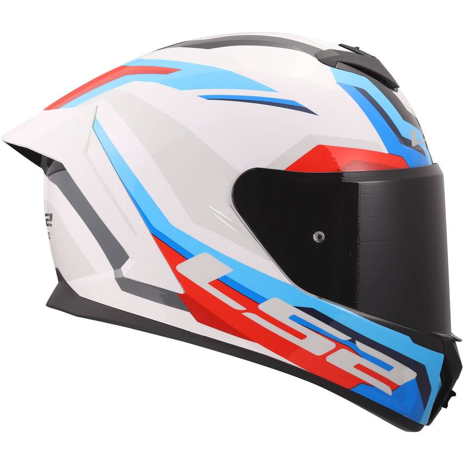 Casque moto intégral LS2 FF820 RAPID III HYPER Blanc Bleu Rouge