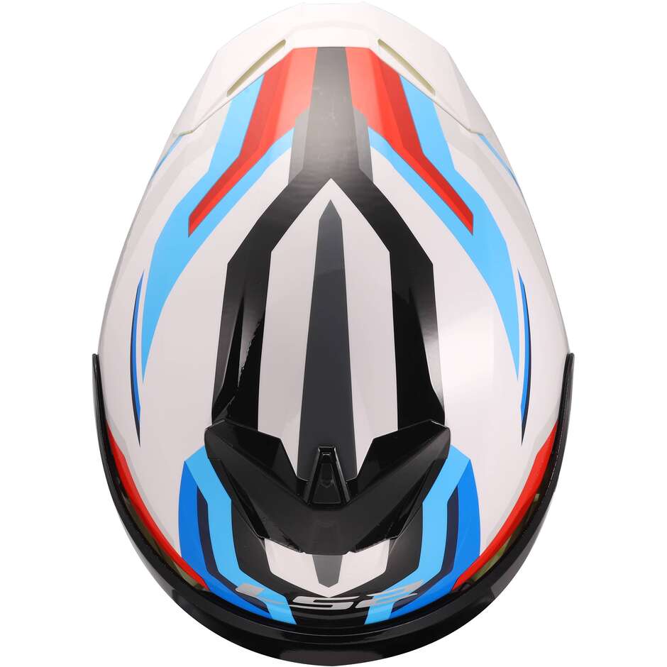 Casque moto intégral LS2 FF820 RAPID III HYPER Blanc Bleu Rouge