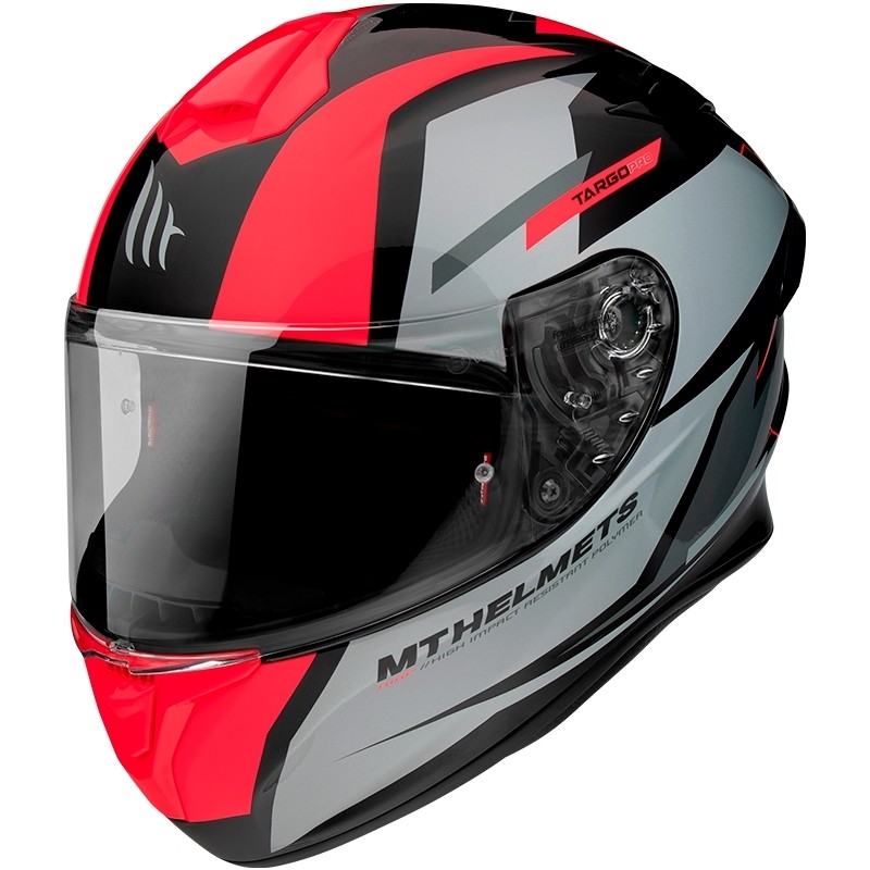 Casque moto intégral Mt Helmet TARGO PRO Sound A5 Glossy Fluo Red