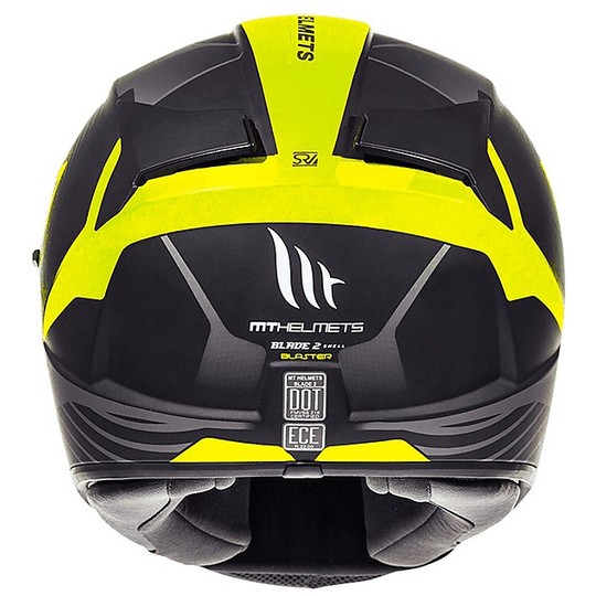 Casque moto intégral MT Helmets Blade 2 Evo Double Visor B4 Blaster jaune Fluo