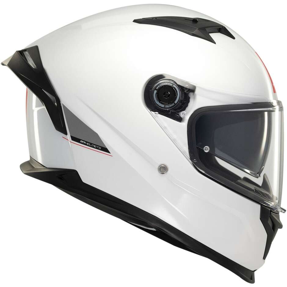 Casque moto intégral Mt Helmets BRAKER SV SOLID A0, blanc nacré brillant