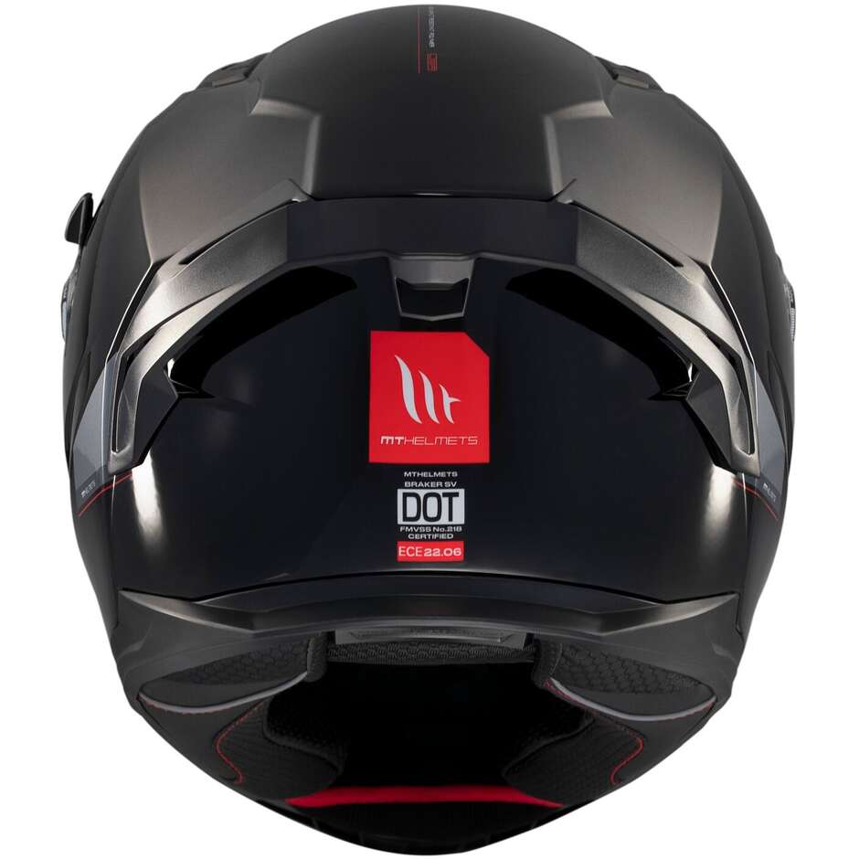 Casque moto intégral Mt Helmets BRAKER SV SOLID A1, noir brillant
