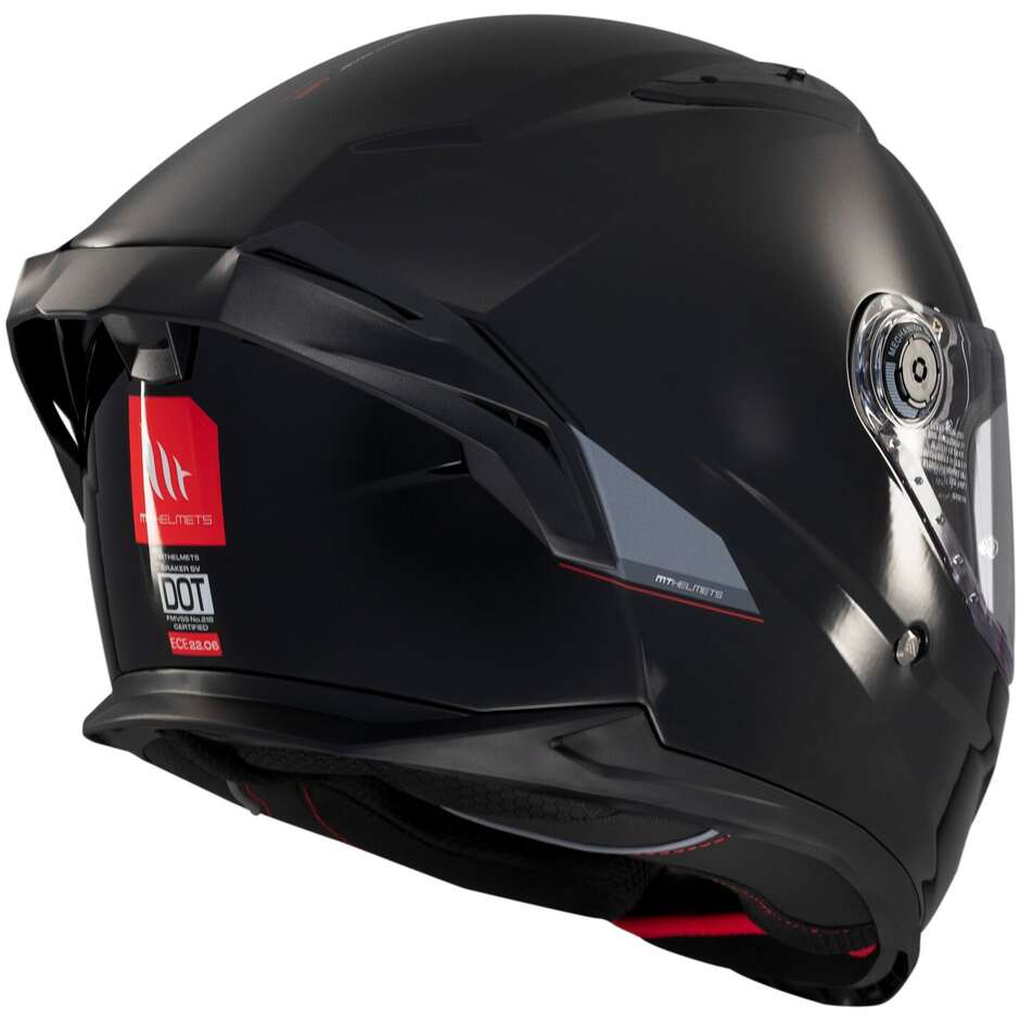 Casque moto intégral Mt Helmets BRAKER SV SOLID A1, noir brillant