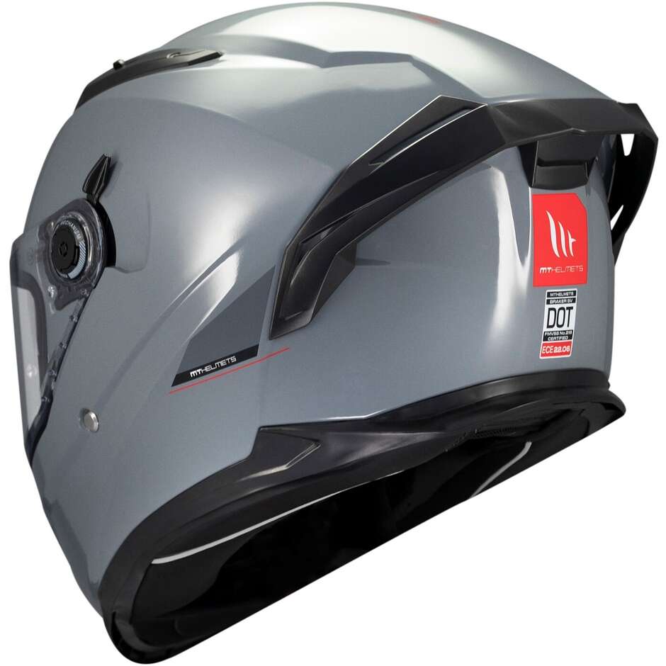 Casque moto intégral Mt Helmets BRAKER SV SOLID A12 Gris brillant